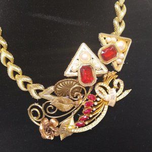 Valentine RED! original design necklace red rhinestones Claudia Myers Designs